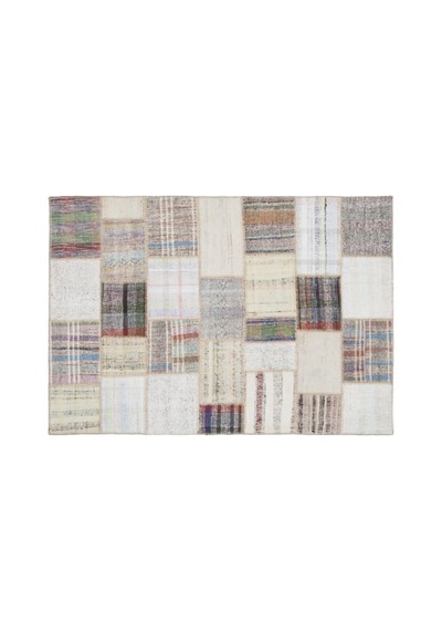 El Dokuması Patchwork Vintage Yün-pamuk Çizgili Halı 1092 160 X 230 Cm Çok Renkli