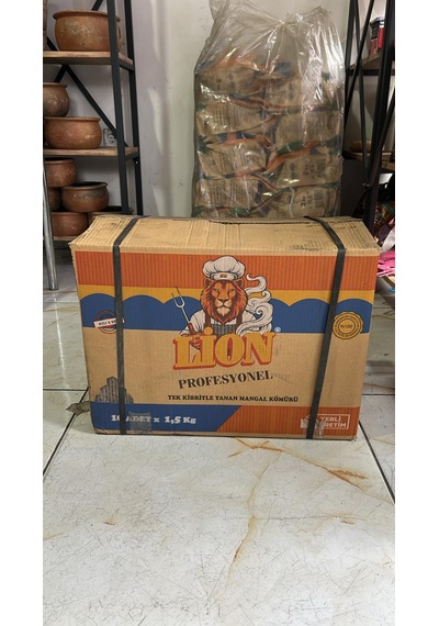Tek Kibritle Yanan Mangal Kömürü Lion Profosyonel 1.5 Kg 10'lu Koli Mavi