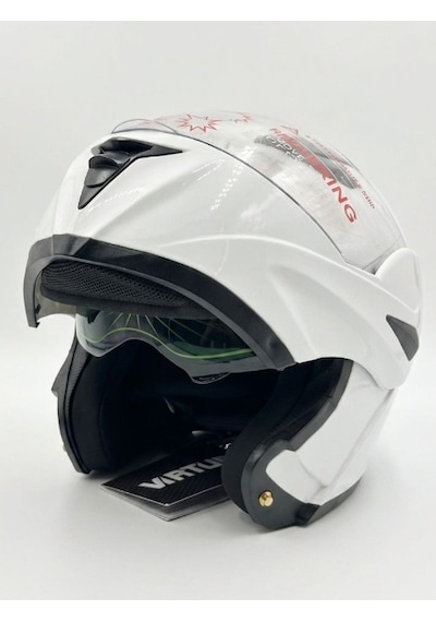 Vrt - Çene Açılır Vizörlü Kask Md-808 Beyaz L