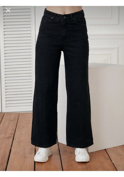 Lavajeans Kadın Siyah Lavajeans Yüksel Bel Bol Paça Kot Pantolon Siyah
