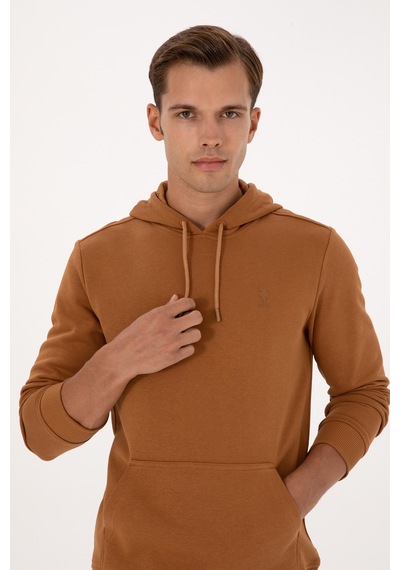 U.S. Polo Assn. Erkek Regular Fit Kapüşonlu Camel Basic Sweatshirt 50313720-VR233