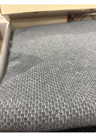 Sesli Comfort Mavi Açık Skoç Pamuk Örme Battaniye 200x220 Çift Kişilik Battal Diğer