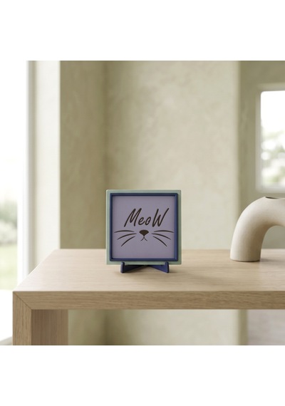 Kedi Diliyle Meow Şık Dekoratif Obje, Yaşam Alanınız İçin Sempatik Değerli Bir Hediye 10x10 Cm
