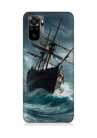 Xiaomi Redmi Note 10 Uyumlu Fırtınada Eski Gemi Desenli Silikon Kılıf Çok Renkli