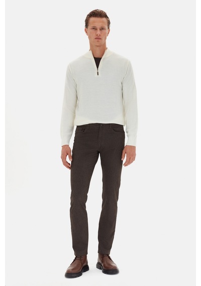 Twn Super Slim Fit Kahverengi Armürlü Chino Pantolon 5ec0305337641 Çok Renkli