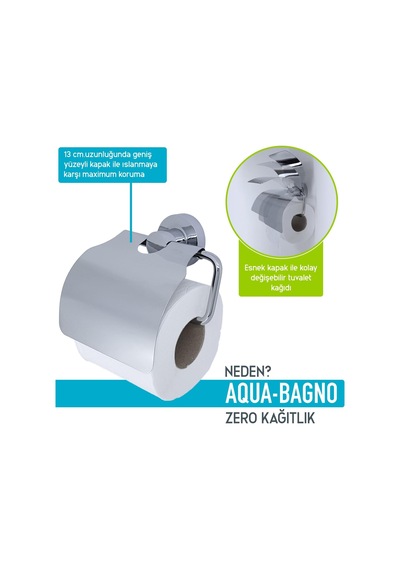 Aqua Bagno Zero Tuvalet Kağıtlığı - Parlak Krom