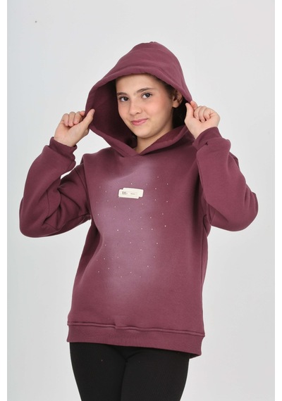 Toontoy Kız Çocuk Taş Dizaynlı Sweatshırt Mor