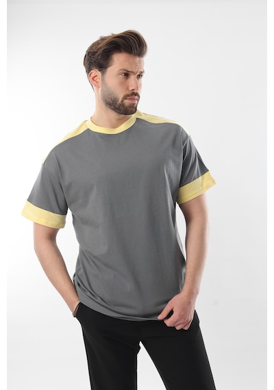 Madmext Füme Omzu Şerit Detaylı Erkek T-shirt E7125 Füme