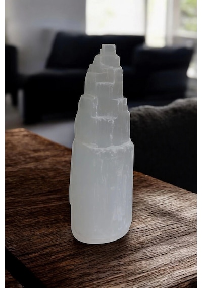 Doğal Beyaz Selenit Kule 15 Cm