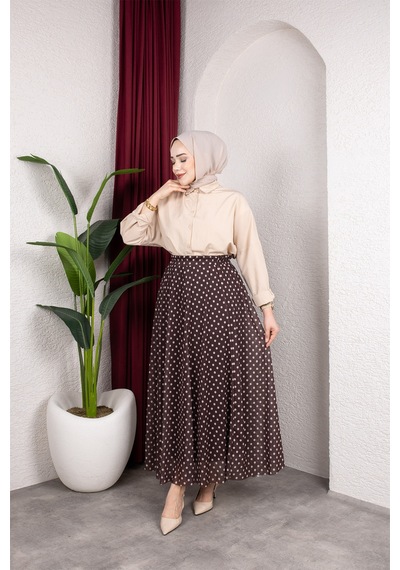 Hira Life Fashion Kadın Astarlı Puantiye Desenli Tül Etek Kahverengi-bej Kahverengi-bej Hira Life Fashion Kadın Astarlı Puantiye Desenli Tül Etek Kahverengi-bej Kahverengi-bej
