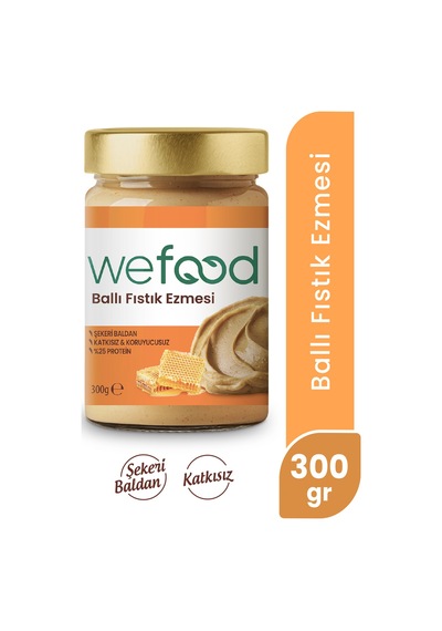 Şekersiz Ham Ballı Fıstık Ezmesi 300 Gr Fıstık Parçacıklı .