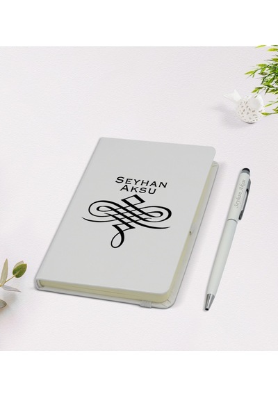 Kişiye Özel İsimli 9X14Cm Beyaz Defter Ve Kalem Seti - Mod N11.69