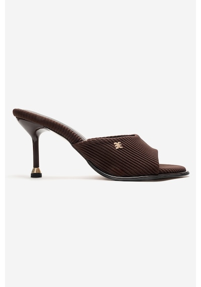 Luvishoes Wendy Kahverengi Kadın İnce Topuklu Terlik Kahverengi