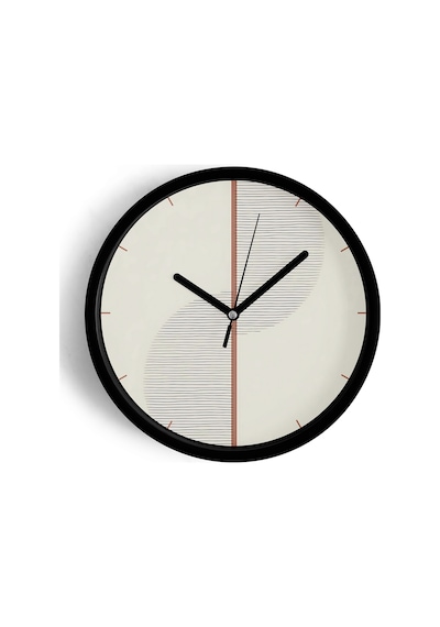 Soyut Modern Tasarım Duvar Saati - 25cm - Önü Camlı Siyah Kasa - Sessiz Mekanizma-jh0150 Siyah