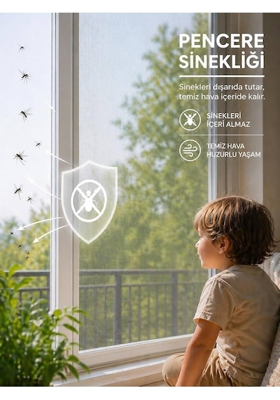 Kupa Tools Hazır Pencere Sinekliği Çift Kanat 1.25mm, 150 Cm Cırtlı