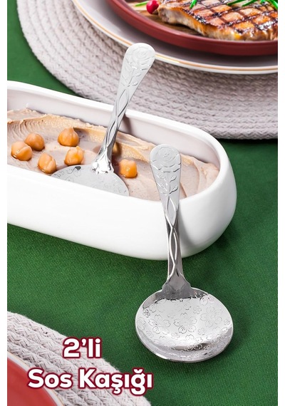 Porsima 5216 Metal Gümüş 2li Sos Kaşığı-kaşık 13cm