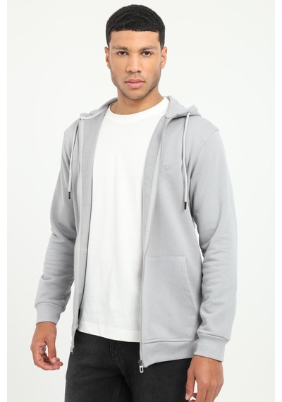 Dufy Erkek Regular Fit Kapüşonlu Gri Sweatshirt-19455