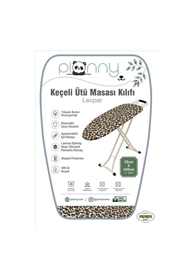 Pionny Keçeli Ütü Masası Kılıfı - 55x140 Cm - Leopar Çok Renkli