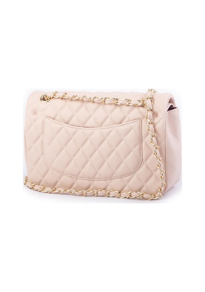 Nas Bag Kadın Çapraz Çanta Büyük Boy Zincirli Kapitone Pudra Nova En:26 Boy:16 Cm Pudra