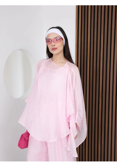 Nazzain Oversize Tül Gömlek Pembe