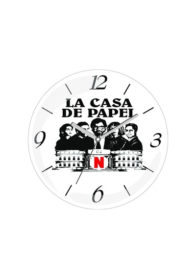 La Casa De Papel Netflix Çap 30cm Sessiz Akar Bombeli Gerçek Cam Duvar Saati Çok Renki