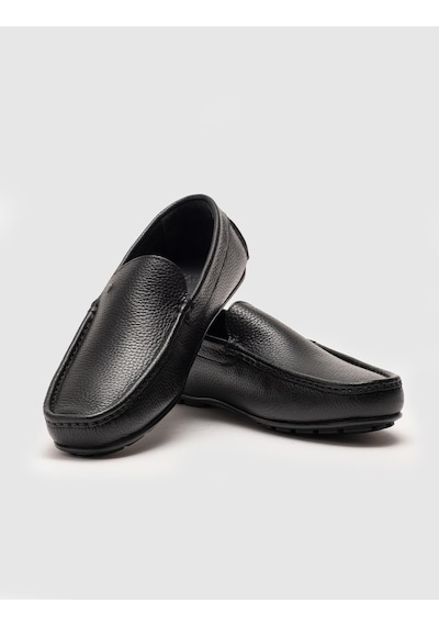 Cabani Santuna Hakiki Deri Dokulu Siyah Erkek Loafer 102567-198