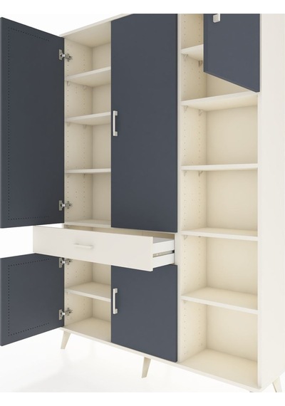 Arges Dolap 10 Raflı Tek Çekmeceli 5 Kapaklı 132x30x195 Aytaşı-antrasit/aytaşı Antrasıt/aytası Arges Dolap 10 Raflı Tek Çekmeceli 5 Kapaklı 132x30x195 Aytaşı-antrasit/aytaşı Antrasıt/aytası