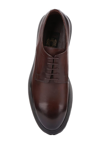 Shoetyle - Kahverengi Deri Bağcıklı Erkek Klasik Ayakkabı 250-2013-776 Kahverengi