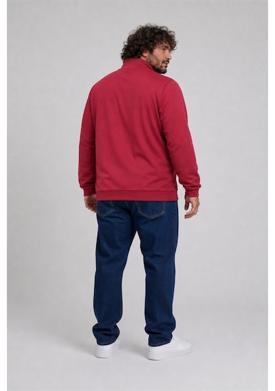 Starbattal Büyük Beden Basic Mevsimlik Fermuarlı Sweatshirt 22750 Bordo-954