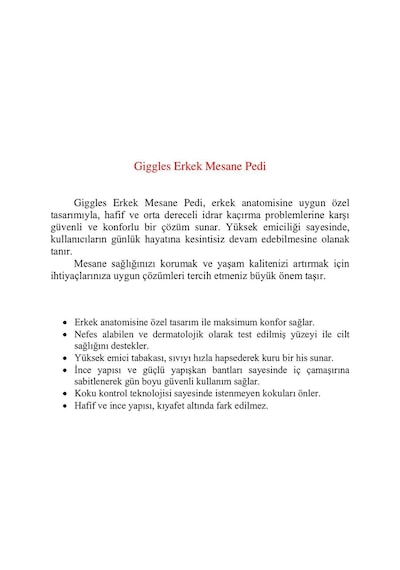 Giggles Erkek Men Mesane Pedi Bladder Ped 80 Adet M