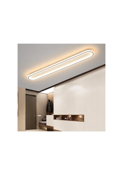 Beyaz 120x16cm Oval Avize 4000k Gün Işığı Led Tavan Lambası