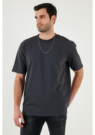 Buratti Pamuklu Bisiklet Yaka Relaxed Fit Basic Erkek T Shirt 5902610 Antrasit