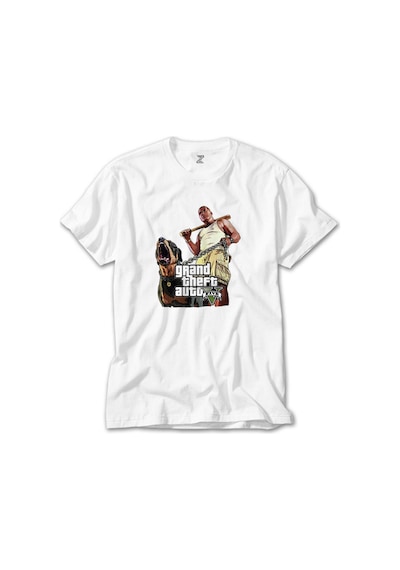 Grand Theft Auto Five Dog And Man Beyaz Tişört Beyaz