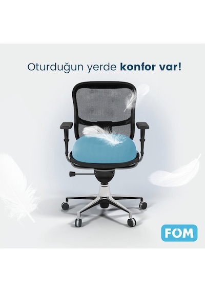 Fom Smith Visco Konforlu ve Ortopedik Oturma Simidi Yastık 45 x 44 x 8 Açık Mavi﻿﻿ Çok Renkli