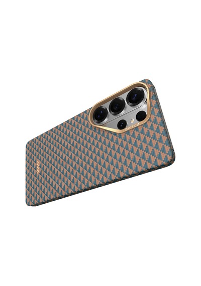 Galaxy S26 Ultra Uyumlu Kılıf M-safe Şarj Özellikli Raptic Aramid Skin Origin Serisi Kapak Gold-mavi Mavi - Gold