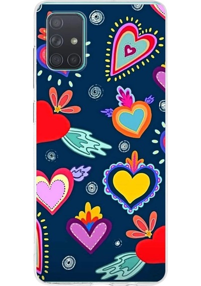 Samsung Galaxy A71 İle Uyumlu 1mm Slim Fit Retro Colors 3 Baskılı Şeffaf Kılıf Şeffaf