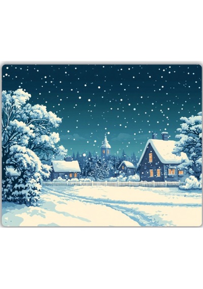 Karlı Evler Baskılı Mouse Pad 22x18 Cm