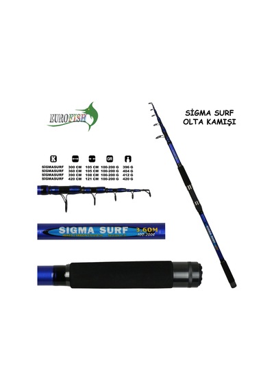 Eurofısh Sigma 100-200g Surf Kamışı Blue 390 Cm