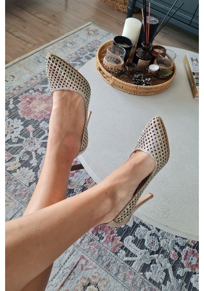 135 5399 Topukla Kadın Taşlı İnce Topuklu Stiletto Abiye Ayakkabı 001