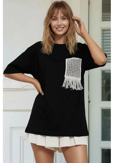 Mamayaga Kadın Bisiklet Yaka Yarım Kol Basic Pamuk Düz Cep Örgü Curve Büyük Beden Tshirt Siyah 54 - 56 Mamayaga Kadın Bisiklet Yaka Yarım Kol Basic Pamuk Düz Cep Örgü Curve Büyük Beden Tshirt Siyah 54 - 56