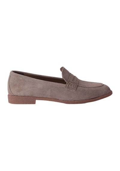 Hobby Ayakkabı Hobby Kadın Süet Penny Loafer Babet Ayakkabı Vizon