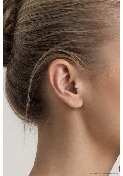 Yavru Kedi 18 Ayar Beyaz Altın Kaplama Gümüş Tragus-helix Piercing