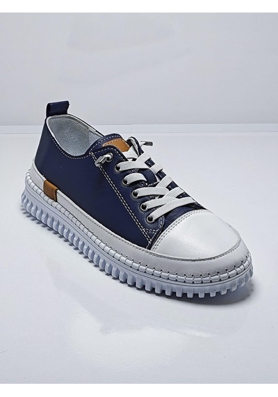 Cem Pekşen Be Fast One C-120 Kadın Günlük Deri Comfort Sneaker Beyaz - Lacivert
