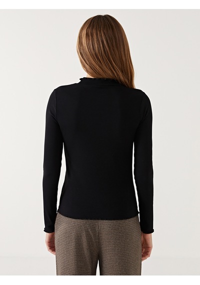 Lcw Modest Siyah Dik Yaka Kadın Fitilli Body