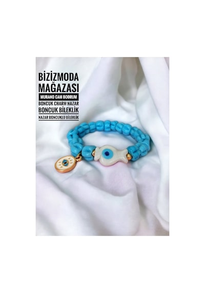 Murano Cam Bodrum Boncuk Charm Nazar Boncuk Bileklik Nazar Boncuklu Bileklik Mavi 02116630