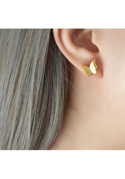 Kelebek Kolye Küpe Çelik Takı 354 Gümüş - Rose Gold