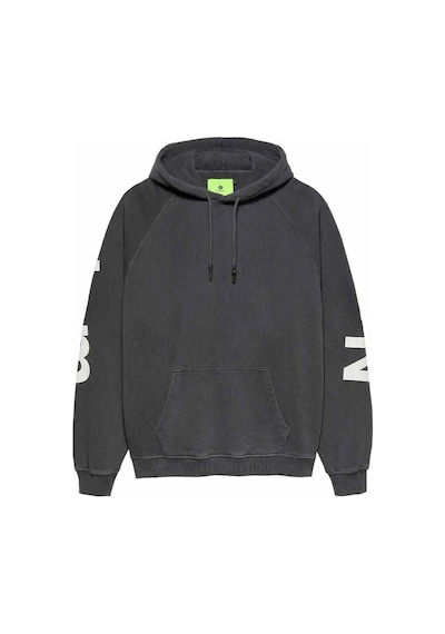 American Rag Cie Slightly Oversized Unisex Logo Line Hoodie - Rahat Ve Şık Kapüşonlu Süveter Siyah