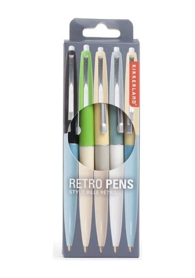 Kikkerland Retro 5'li Tükenmez Kalem Seti Çok Renkli