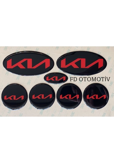 KIA / Ceed , Rio , Cerato Özel Yeni Kıa Yazılı Logo Amblem Takım Siyah / Kırmızı