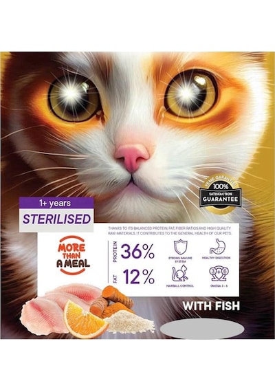 Kısırlaştırılmış Yetişkin Kediler İçin Balık Etli Kuru Kedi Maması 7 Kg